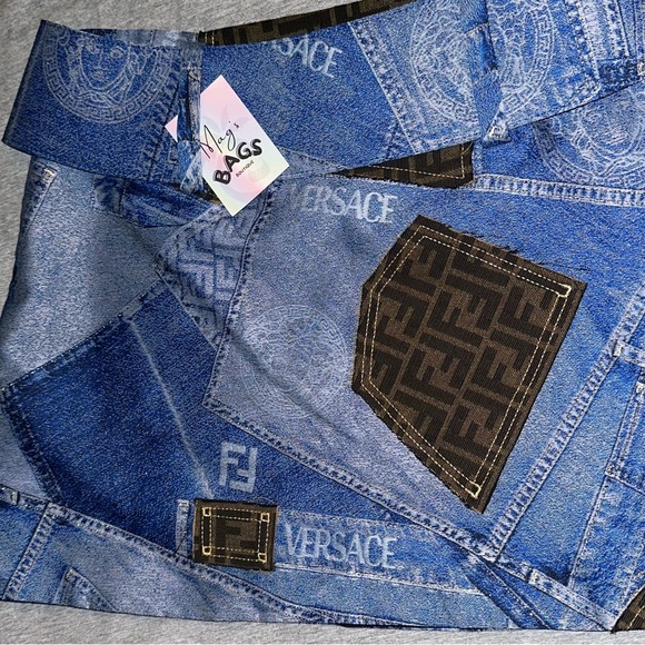 Versace x Fendi: Skirt with Belt Denim Patchwork by Fendace *RARE* (on Runway) - Picture 13 of 16